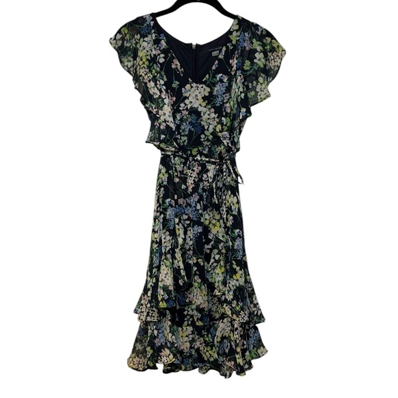 Tommy Hilfiger Madeline Floral-Print Ruffle Fit & Flare Dress Size Small - Picture 1 of 16